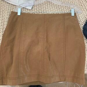 Free People Vegan- Tan Leather Skirt